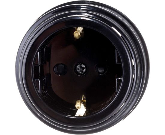 Розетка Bylectrica РА16-0206 1-местная с заз. контактом, со шторками 16А ОУ, серия РЕТРО, черный, РА16-0206 черный – изображение 4