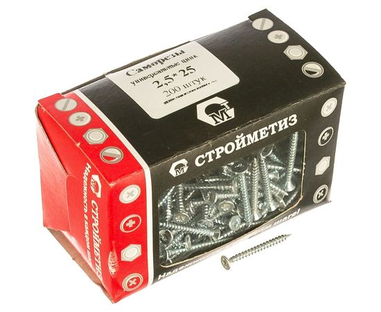Саморез Стройметиз 2,5х25 универсальный, белый цинк уп. 200 шт. 2150053 – изображение 2