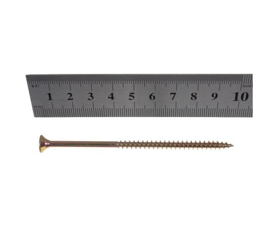 Универсальный саморез по дереву КрепСтройГрупп 5х100 желтый цинк, 100 шт. 145440 – изображение 3