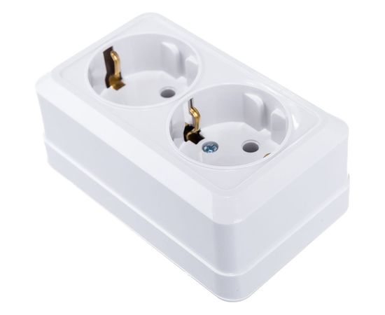 Двойная розетка IN HOME с заземлением BOLLETO белая накладная 7128 4680005959839 – изображение 3