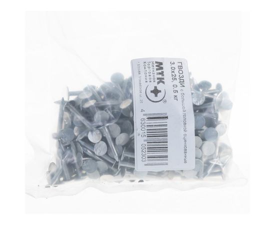 Гвозди с большой головкой МТК цинк пакет 0,5 кг, 3,0x25 1762030025 – изображение 3