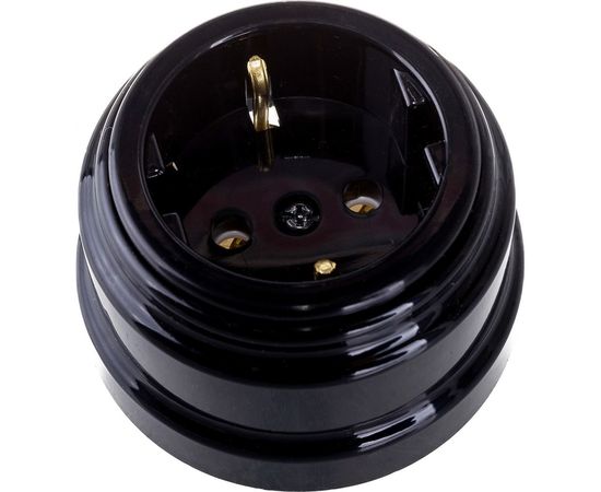 Розетка Bylectrica РА16-0202 1-местная с заз. контакт. 16А ОУ, серия РЕТРО, черный – изображение 3