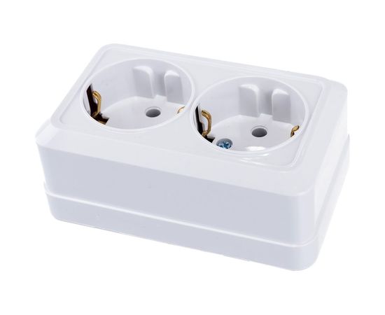 Двойная розетка IN HOME с заземлением BOLLETO белая накладная 7128 4680005959839 – изображение 2