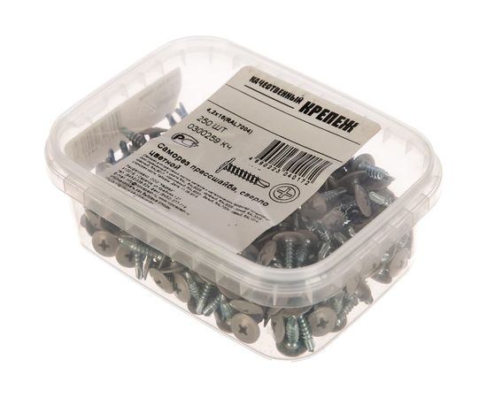 Прессшайба Качественный КРЕПЕЖ 4.2х16 мм, серая RAL 7004, сверло, 250 шт 0300259 КЧ – изображение 2