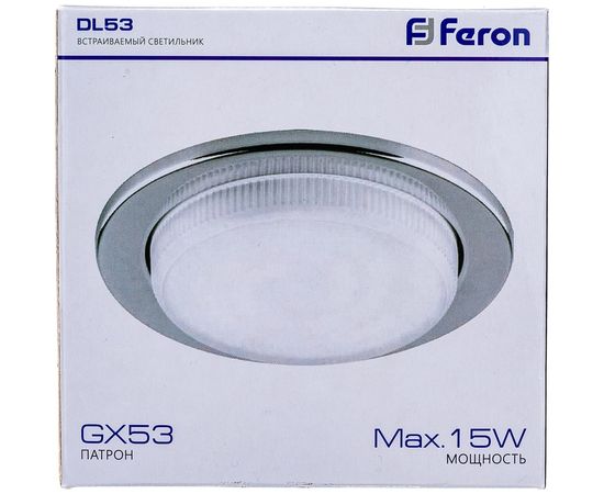 Встраиваемый потолочный светильник FERON 15W 230V GX53, хром без лампы, DL53 28454 – изображение 2