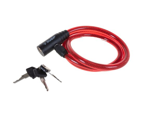 Тросовый замок Зубр Мастер 3 ключа в комплекте длина троса 950 мм d 10 мм 37263-95 