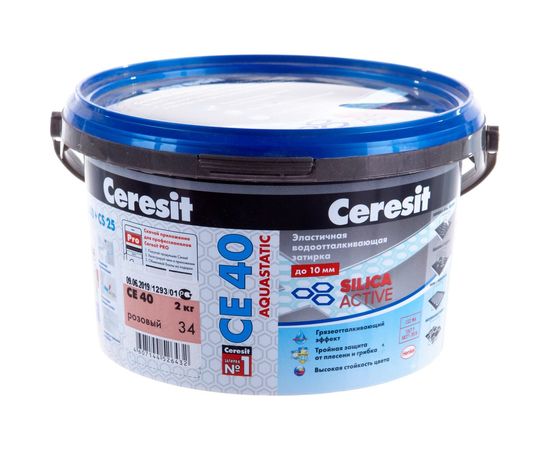 Затирка Ceresit Aquastatic СE 40 белая №01 ведро 2 кг 1/12/48 16376 