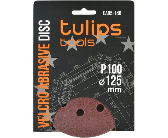Диск шлифовальный с липучкой (5 шт; 125 мм; P100) Tulips tools EA05-140 