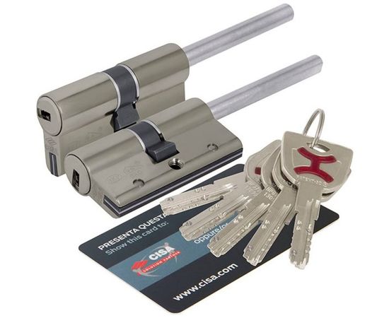 Цилиндровый механизм под вертушку CISA дл. шток AP4S 0P3S7-90.12 80 мм/45+10+25, НИКЕЛЬ 38311 