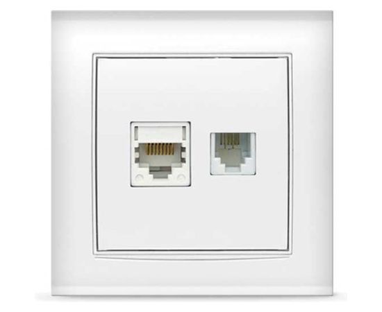 Комбинированная розетка UNIVersal Бриллиант компьютерная+TF белая 7947618 