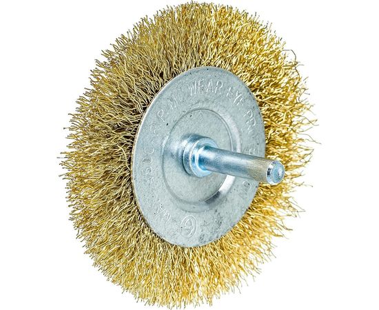 Щетка металлическая со шпилькой плоская 75 мм для дрели ON 20-02-175 – изображение 3