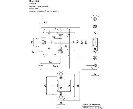 Дверная защелка Amig покр. никель 4121 – изображение 2