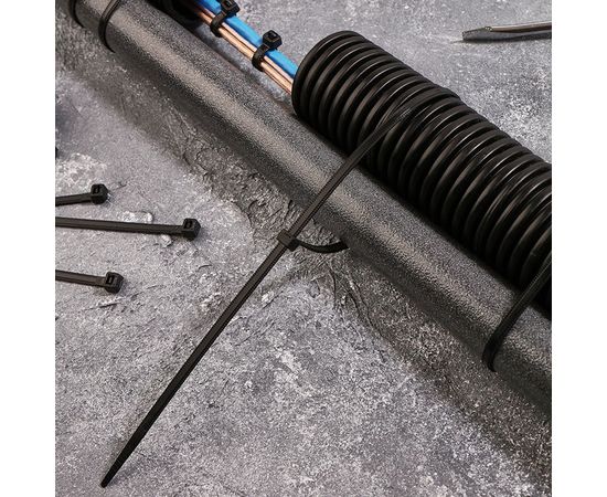 Нейлоновая хомут-стяжка с тройным замком REXANT 400x4,8 мм, черная, упаковка 100 шт. 67-0401 – изображение 5