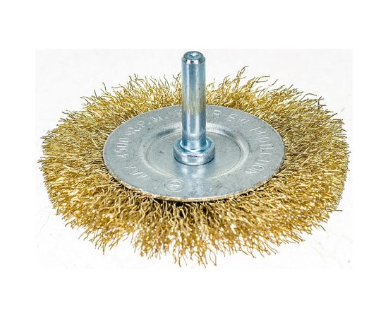 Щетка металлическая со шпилькой плоская 75 мм для дрели ON 20-02-175 – изображение 2