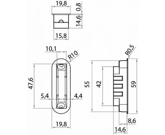Запорная планка BONAITI F45 серая, для замка B-Forty, размер врезки 15,8x55 мм 52550 – изображение 2