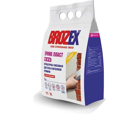 Штукатурка гипсовая премиум GP 55 ПРИМА ПЛАСТ, 3 кг BROZEX ГП-3 
