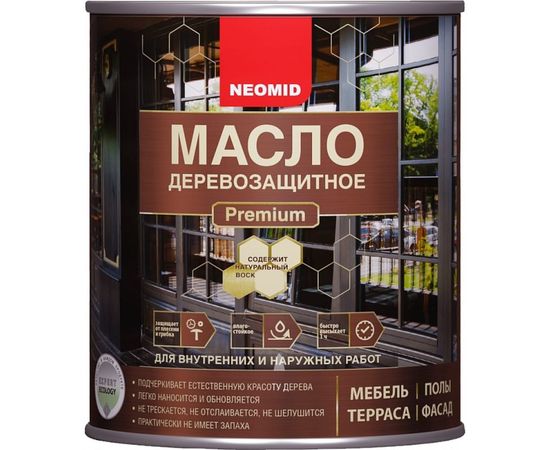 Деревозащитное масло Neomid Premium 0.75 л, красное дерево Н-маслоPrem-0,75/КрДер 