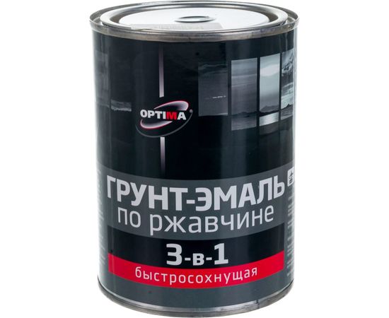 Быстросохнущая грунт-эмаль OPTIMA 3 в 1 0,8кг серая 11598015 