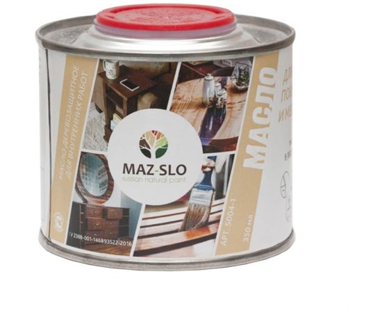 Масло для рабочих поверхностей и мебели MAZ-SLO цвет Снег 0.35л 8075987 