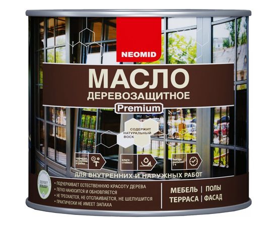 Деревозащитное масло Neomid Premium 2 л, орех Н-маслоPrem-2/орех 