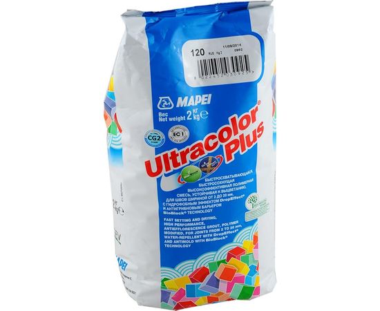 Затирка MAPEI ULTRACOLOR PLUS №134 для швов с водоотталкивающим и антигрибковым эффектом, шелк 2 кг 15937 