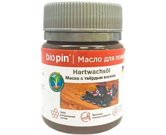 Масло для пола с твердым воском BIO PIN 1910 Hartwachsol в цвете прозрачный желто-коричневый 45 мл 19106F102 