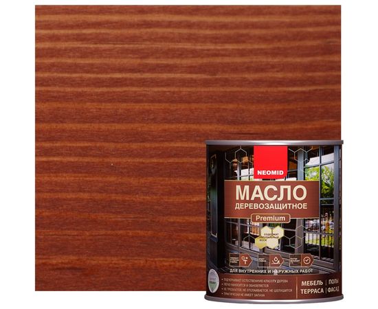 Деревозащитное масло Neomid Premium 0.75 л, красное дерево Н-маслоPrem-0,75/КрДер – изображение 3