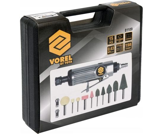 Прямая пневматическая шлифмашина VOREL с аксессуарами 81109 – изображение 2