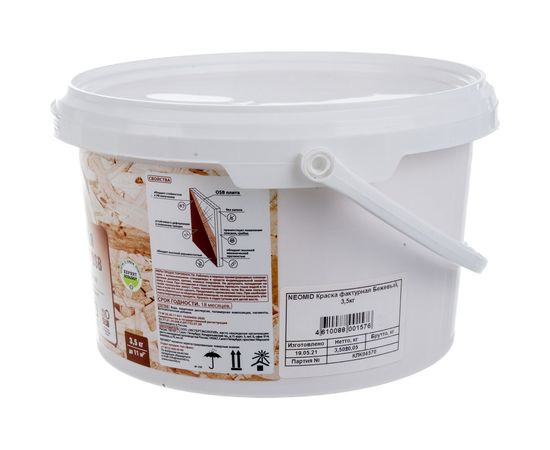 Декоративная эластичная фактурная краска для плит OSB Neomid 3,5 кг бежевый Н-ФактКр-3,5/беж – изображение 4