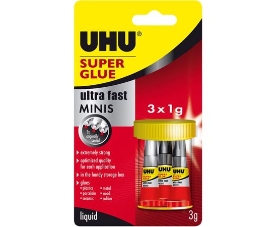 Универсальный секундный суперклей UHU ГЛЮ 1гх3шт. 45415 