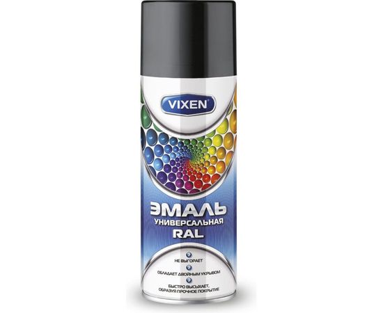 Универсальная эмаль Vixen черная глянц. RAL 9005 аэрозоль 520 мл VX-19005 