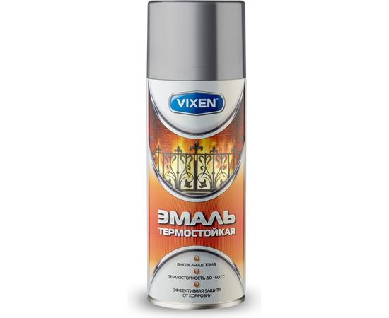 Термостойкая эмаль VIXEN VX-53000 серебристая, аэрозоль, 520 мл 47821 