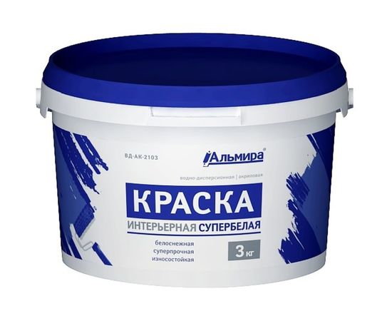 Краска Альмира супербелая интерьерная 3 кг 00-00000369 
