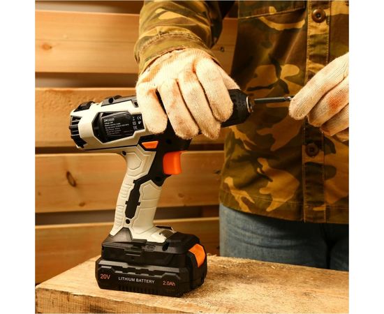 Набор инструмента DEKO: аккумуляторная дрель-шуруповерт DKCD20 + аккумуляторная угловая шлифмашина DKAG20-125 063-4204 – изображение 4