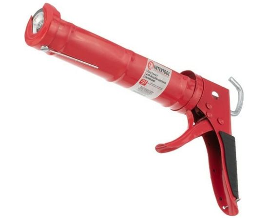 Пистолет для выдавливания силикона INTERTOOL 225мм, с обрезиненной рукояткой HT-0023 – изображение 3