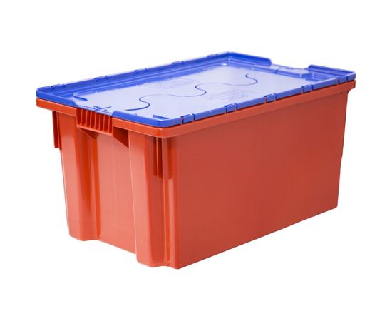 Ящик Тара.ру п/э 600х400х300 сплошной, с синей крышкой 18665 