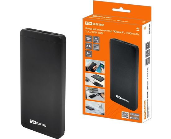 "Внешний аккумулятор TDM ""Юкон 4"", 10 000 mAh, 2 А, 2 USB, SQ1703-0004" 