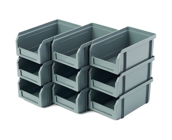 Пластиковый ящик СТЕЛЛА-ТЕХНИК 180х310х140мм, комплект 9 штук, V-1-К9-серый 