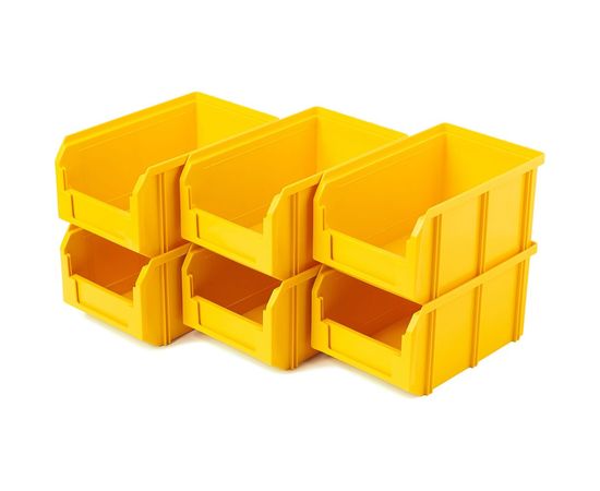Пластиковый ящик СТЕЛЛА-ТЕХНИК 260х300х250мм, комплект 6 штук, V-2-К6-желтый 