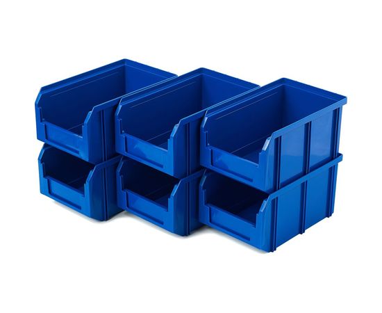 Пластиковый ящик СТЕЛЛА-ТЕХНИК, комплект 6 штук, V-2-К6-синий 