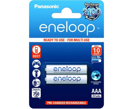 Аккумуляторы Panasonic eneloop BK-4MCCE/2BE 750mAh AAA R03 BL2 7696 
