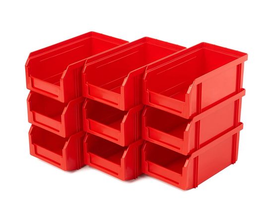 Пластиковый ящик СТЕЛЛА-ТЕХНИК упаковка - 180х310х140 мм, комплект 9 штук, V-1-К9-красный 