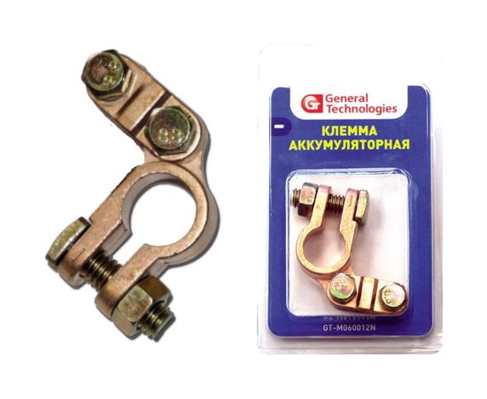 Клемма для аккумулятора General Technologies "-" Тип EURO под планку/цинковый сплав/ GT-M060012N 
