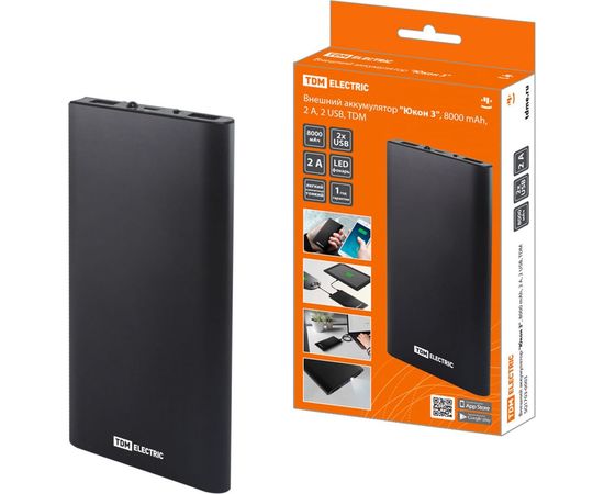 "Внешний аккумулятор TDM ""Юкон 3"", 8000 mAh, 2 А, 2 USB, SQ1703-0003" 