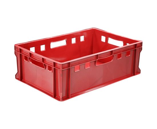 Ящик Тара.ру п/э мясной 600x400x200 сплошной Е2 красный 20317 