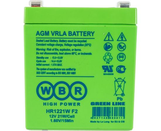 Аккумулятор HR1221W для ИБП WBR HR1221WF2WBR – изображение 2