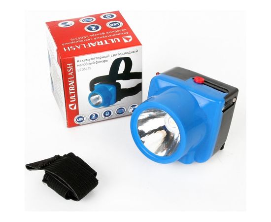 Аккумуляторный налобный фонарь Ultraflash LED5375 220В, голубой, 1 Ватт LED, 2 режима, пластик, бокс 14252 – изображение 7
