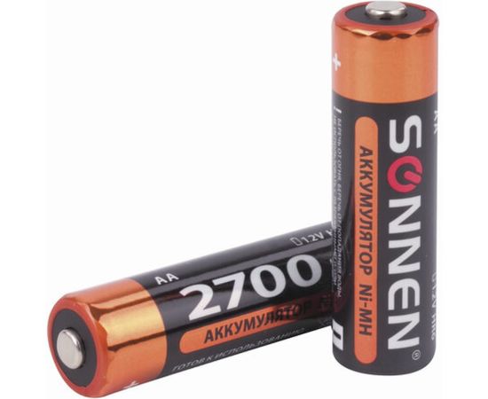 Аккумуляторные батарейки SONNEN АА HR06 Ni-Mh 2700mAh 2шт в блистере 454235 – изображение 3