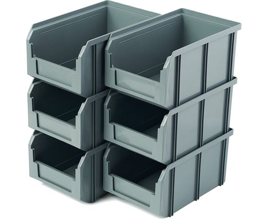 Пластиковый ящик СТЕЛЛА-ТЕХНИК 234х149х121мм, комплект 6 штук, V-2-К6-серый – изображение 4