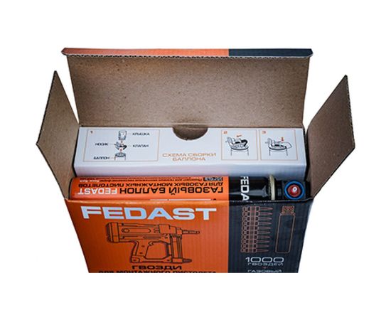 Усиленные гвозди для монтажного пистолета Fedast 3.0х25 мм в комплекте с газовым баллоном 165 мм fd3025egfc – изображение 2